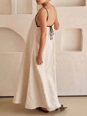 A-line Summer Vibe Contrasting Suspender Dress | Women's A-Line Summer Dress | Flowy Elegant Holiday Dress UK