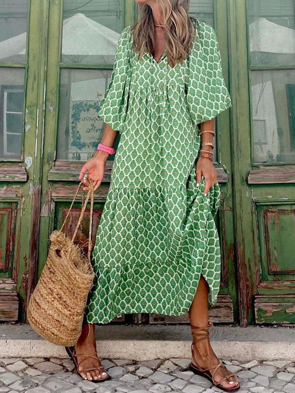 Bohemian Printed Maxi Dress | Women's Bohemian Boho Maxi Dress | Flowy Summer Holiday Dress UK