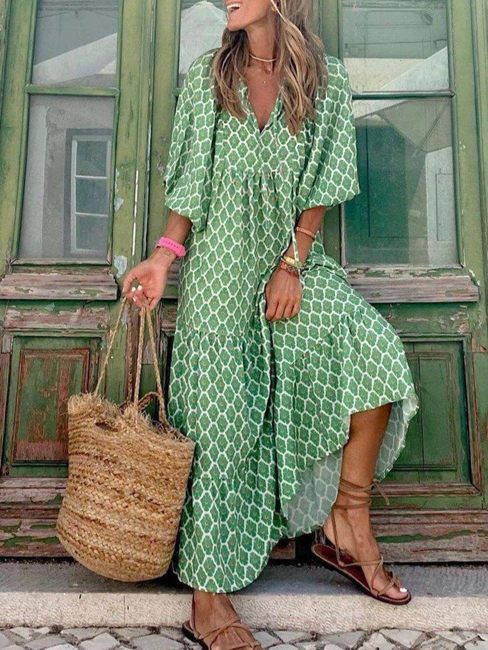 Bohemian Printed Maxi Dress | Women's Bohemian Boho Maxi Dress | Flowy Summer Holiday Dress UK