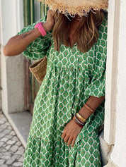 Bohemian Printed Maxi Dress | Women's Bohemian Boho Maxi Dress | Flowy Summer Holiday Dress UK