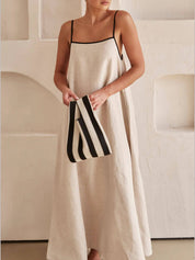 A-line Summer Vibe Contrasting Suspender Dress | Women's A-Line Summer Dress | Flowy Elegant Holiday Dress UK
