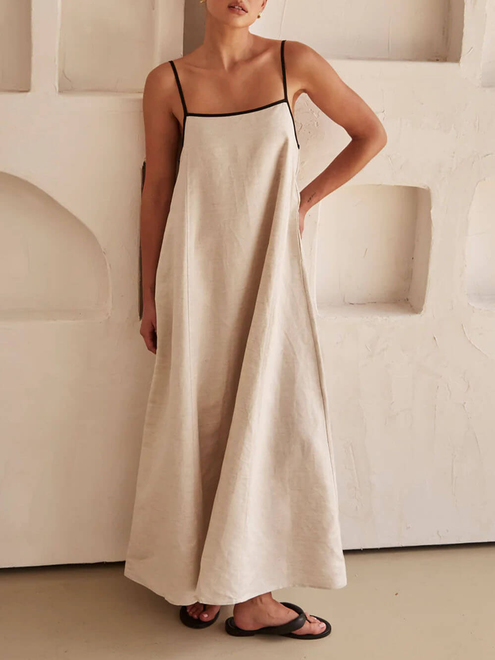 A-line Summer Vibe Contrasting Suspender Dress | Women's A-Line Summer Dress | Flowy Elegant Holiday Dress UK