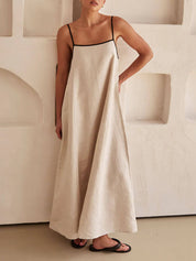 A-line Summer Vibe Contrasting Suspender Dress | Women's A-Line Summer Dress | Flowy Elegant Holiday Dress UK