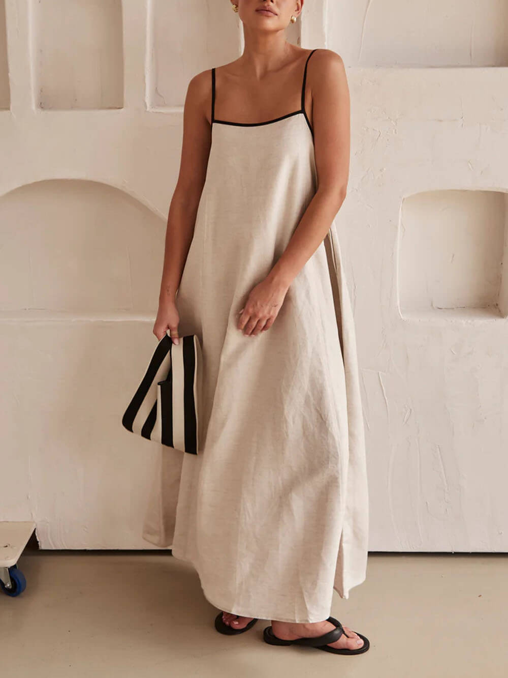 A-line Summer Vibe Contrasting Suspender Dress | Women's A-Line Summer Dress | Flowy Elegant Holiday Dress UK