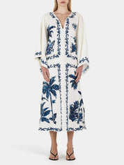 Vintage Hawaiian Print Sequined Oversized Loose Midi Dress | Women's Classic Midi Dress | Elegant Everyday Dress UK