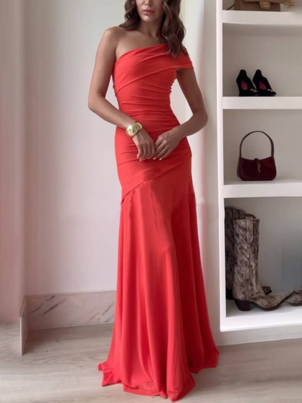 Mesh Off-Shoulder Ruched Maxi Dress | Women's Off-Shoulder Maxi Dress | Elegant Summer Holiday Dress UK