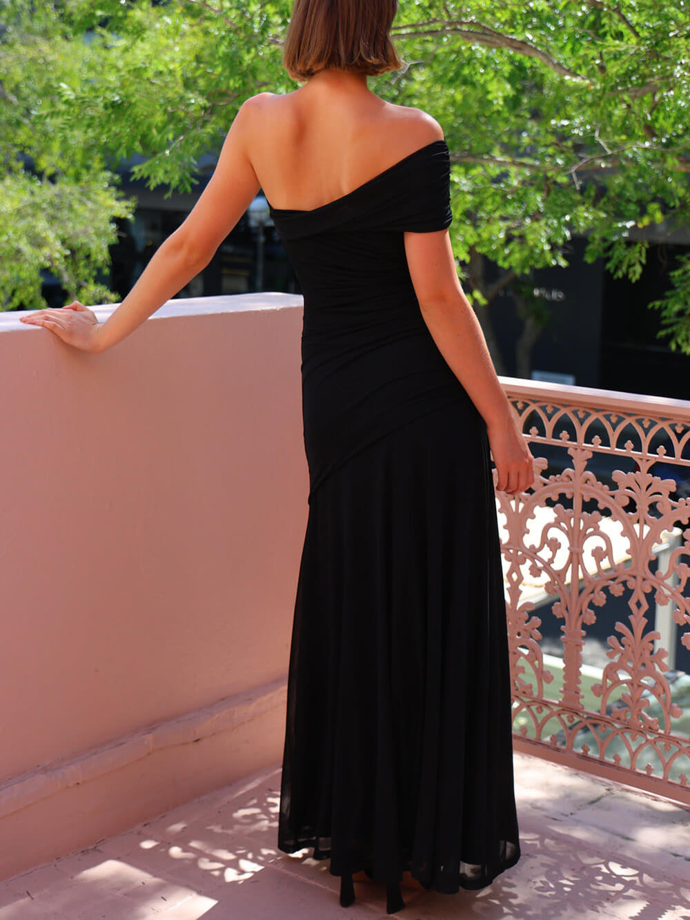 Mesh Off-Shoulder Ruched Maxi Dress | Women's Off-Shoulder Maxi Dress | Elegant Summer Holiday Dress UK