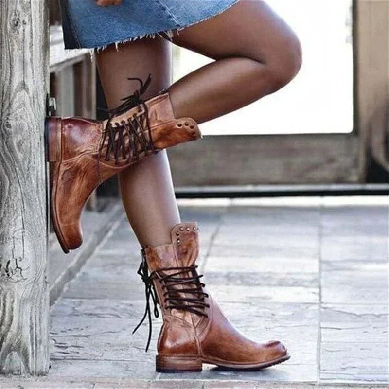 Hutton Rugged Trail Boots | Women's Leather Ankle Boots | Classic Heeled Boots UK