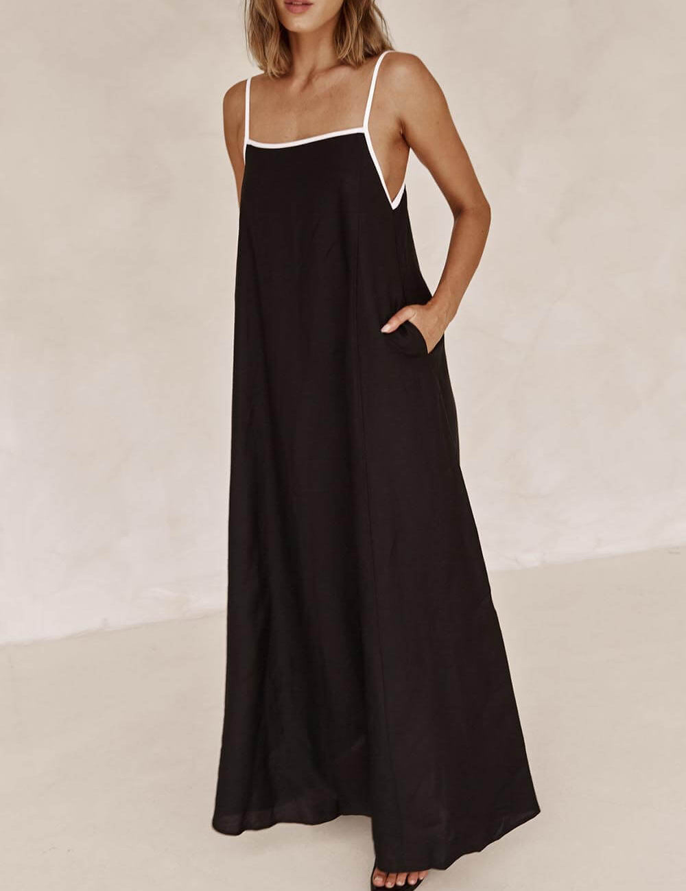 A-line Summer Vibe Contrasting Suspender Dress | Women's A-Line Summer Dress | Flowy Elegant Holiday Dress UK