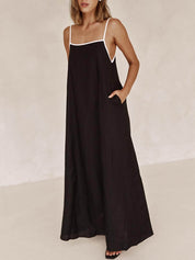 A-line Summer Vibe Contrasting Suspender Dress | Women's A-Line Summer Dress | Flowy Elegant Holiday Dress UK