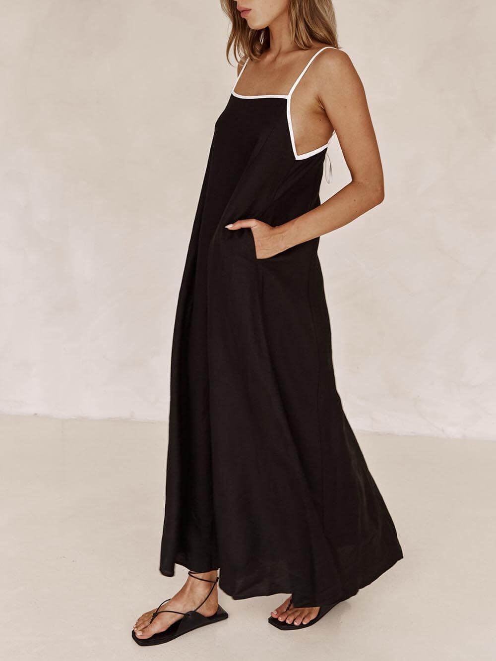 A-line Summer Vibe Contrasting Suspender Dress | Women's A-Line Summer Dress | Flowy Elegant Holiday Dress UK