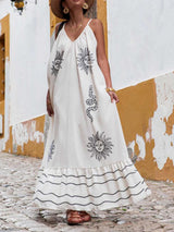 Unique Ethnic Under The Sun Printed V-Neck Dress | Women's Fashion Dress | Elegant Casual Everyday Dress UK
