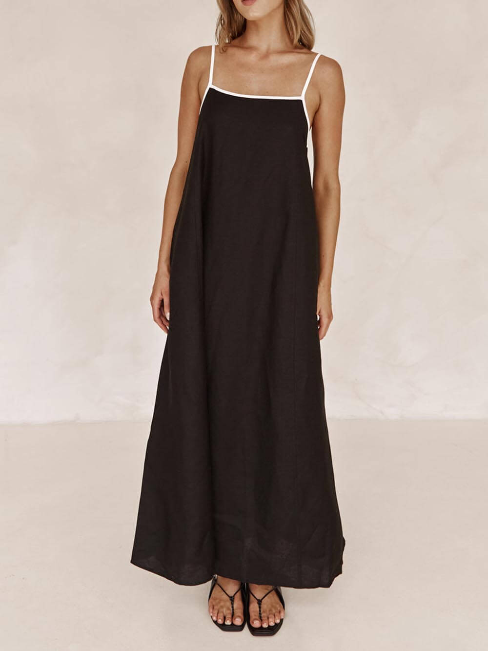 A-line Summer Vibe Contrasting Suspender Dress | Women's A-Line Summer Dress | Flowy Elegant Holiday Dress UK