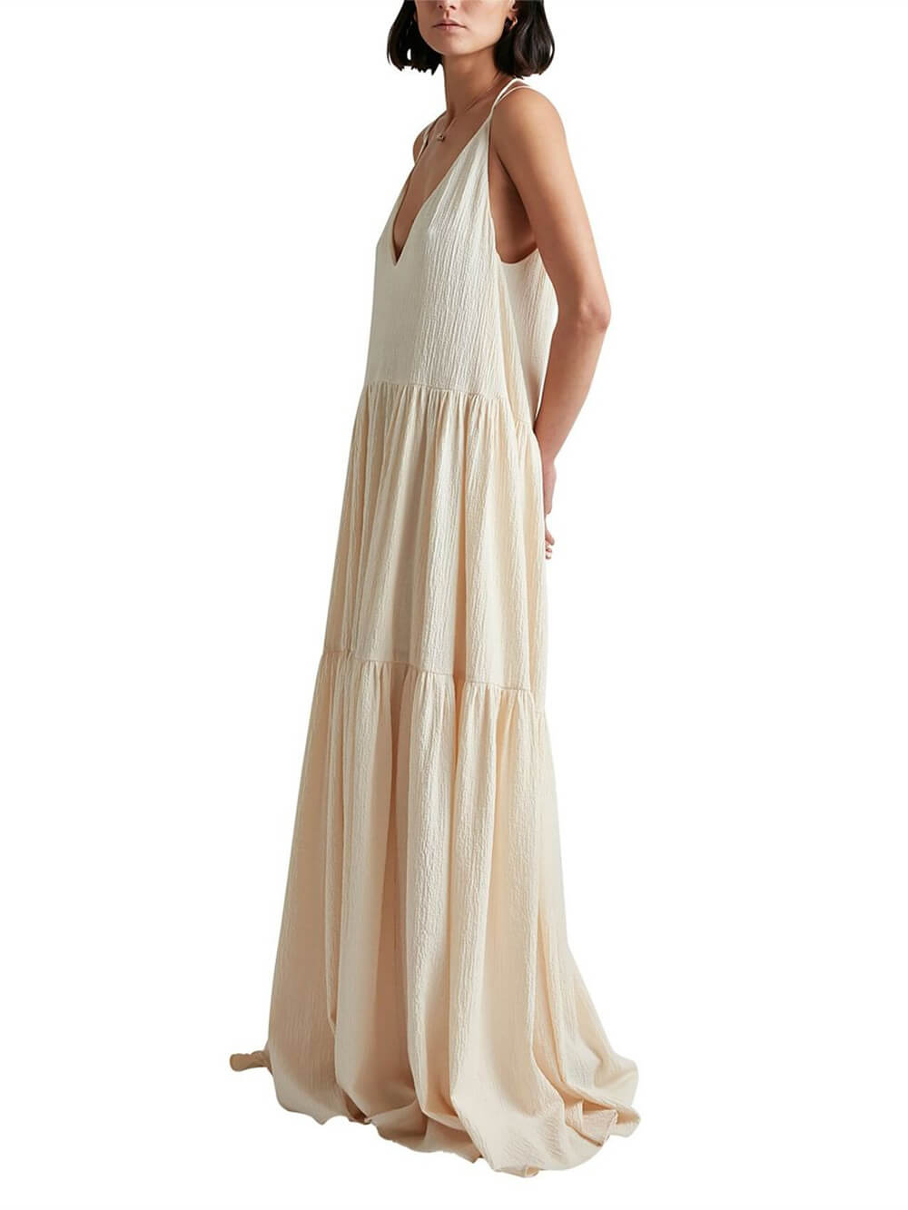 Summer Vacation Deep V-Neckline Strappy Maxi Dress | Women's Elegant Maxi Dress | Summer Holiday Long Dress UK
