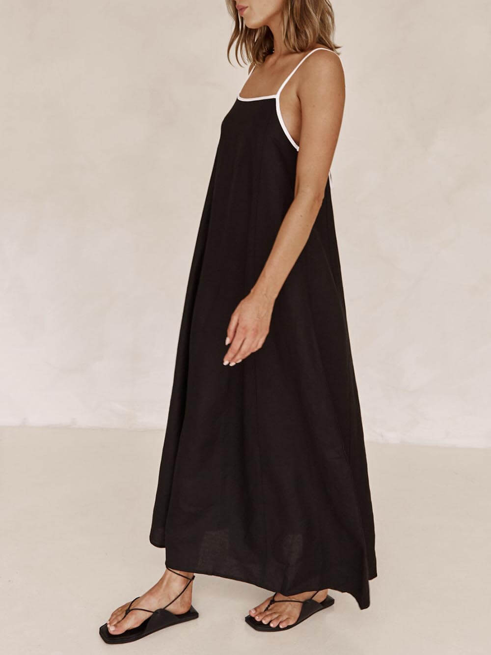 A-line Summer Vibe Contrasting Suspender Dress | Women's A-Line Summer Dress | Flowy Elegant Holiday Dress UK