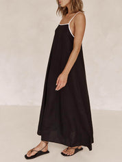 A-line Summer Vibe Contrasting Suspender Dress | Women's A-Line Summer Dress | Flowy Elegant Holiday Dress UK