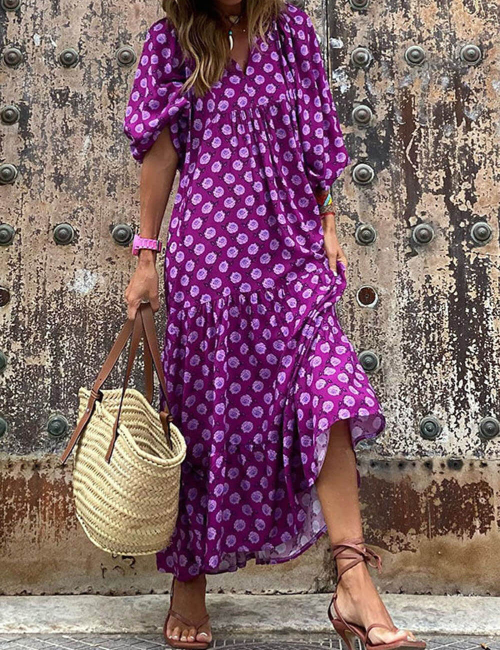 Bohemian Printed Maxi Dress | Women's Bohemian Boho Maxi Dress | Flowy Summer Holiday Dress UK