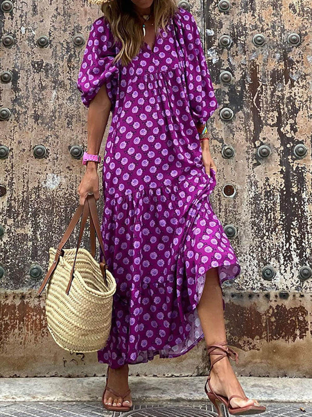 Bohemian Printed Maxi Dress | Women's Bohemian Boho Maxi Dress | Flowy Summer Holiday Dress UK