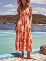 Sleeveless Sea Charm Pleated Stretch Chest Print Cami Dress | Women's Fashion Dress | Elegant Casual Everyday Dress UK