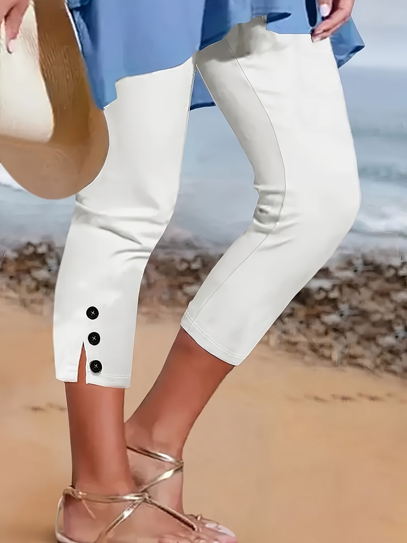 Clara Polished Stretch Capri | Women's Polished Stretch Capri Trousers | Smart Cropped Bottoms UK