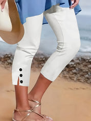 Clara Polished Stretch Capri | Women's Polished Stretch Capri Trousers | Smart Cropped Bottoms UK
