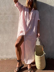Concept Simple Maxi Shirt Dress | Women's Elegant Maxi Dress | Summer Holiday Long Dress UK