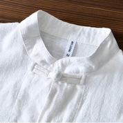Ellis Mandarin Collar Shirt | Men's Oxford Button-Down Shirt | Smart Casual Formal Top UK