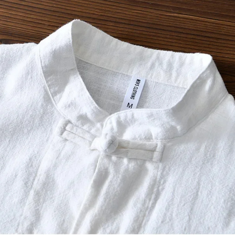 Ellis Mandarin Collar Shirt | Men's Oxford Button-Down Shirt | Smart Casual Formal Top UK