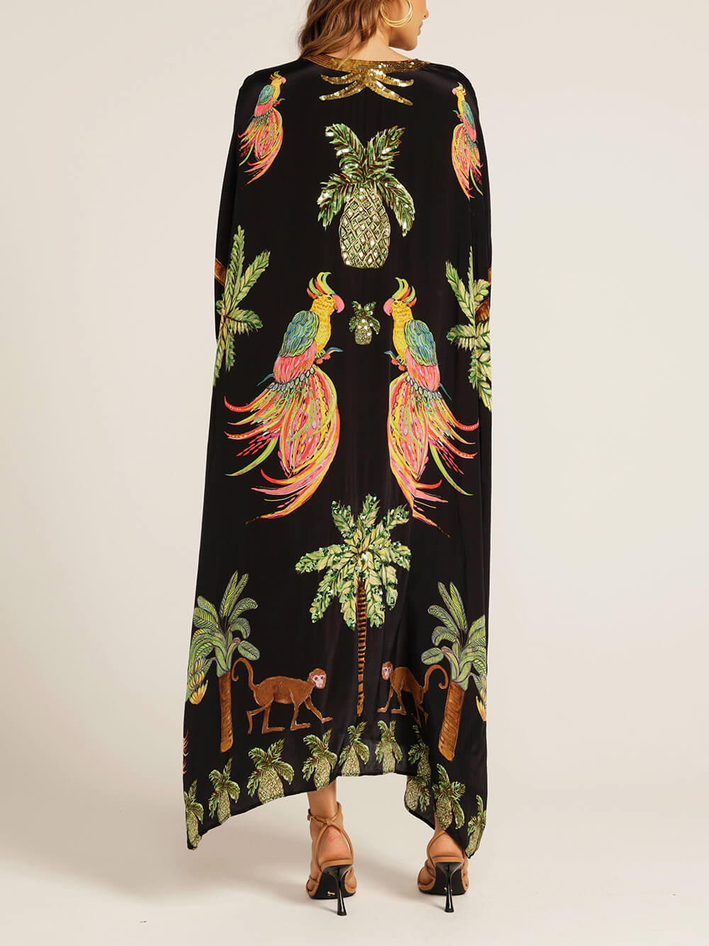 Unique Drop Shoulder Sleeve Coconut Tree Printed Dress | Women's Fashion Dress | Elegant Casual Everyday Dress UK