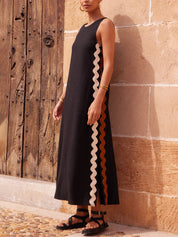 Stripes Side Wave Embellished Side Slit Loose Dress | Women's Fashion Dress | Elegant Casual Everyday Dress UK