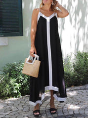 Suspender Colorblock Midi Dress | Women's Classic Midi Dress | Elegant Everyday Dress UK