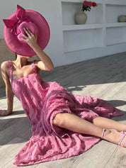 Flower Decor Pretty A-Line Layered Loose Maxi Dress | Women's Elegant Maxi Dress | Summer Holiday Long Dress UK