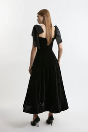 Velvet Strapless Bow Midi Dress | Women's Velvet Strapless Bow Midi Dress | Elegant Party Dress UK