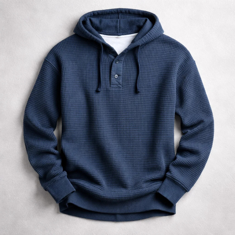 Bromley Waffle Hoodie | Men's Waffle-Knit Hoodie | Textured Pullover Casual Jumper UK