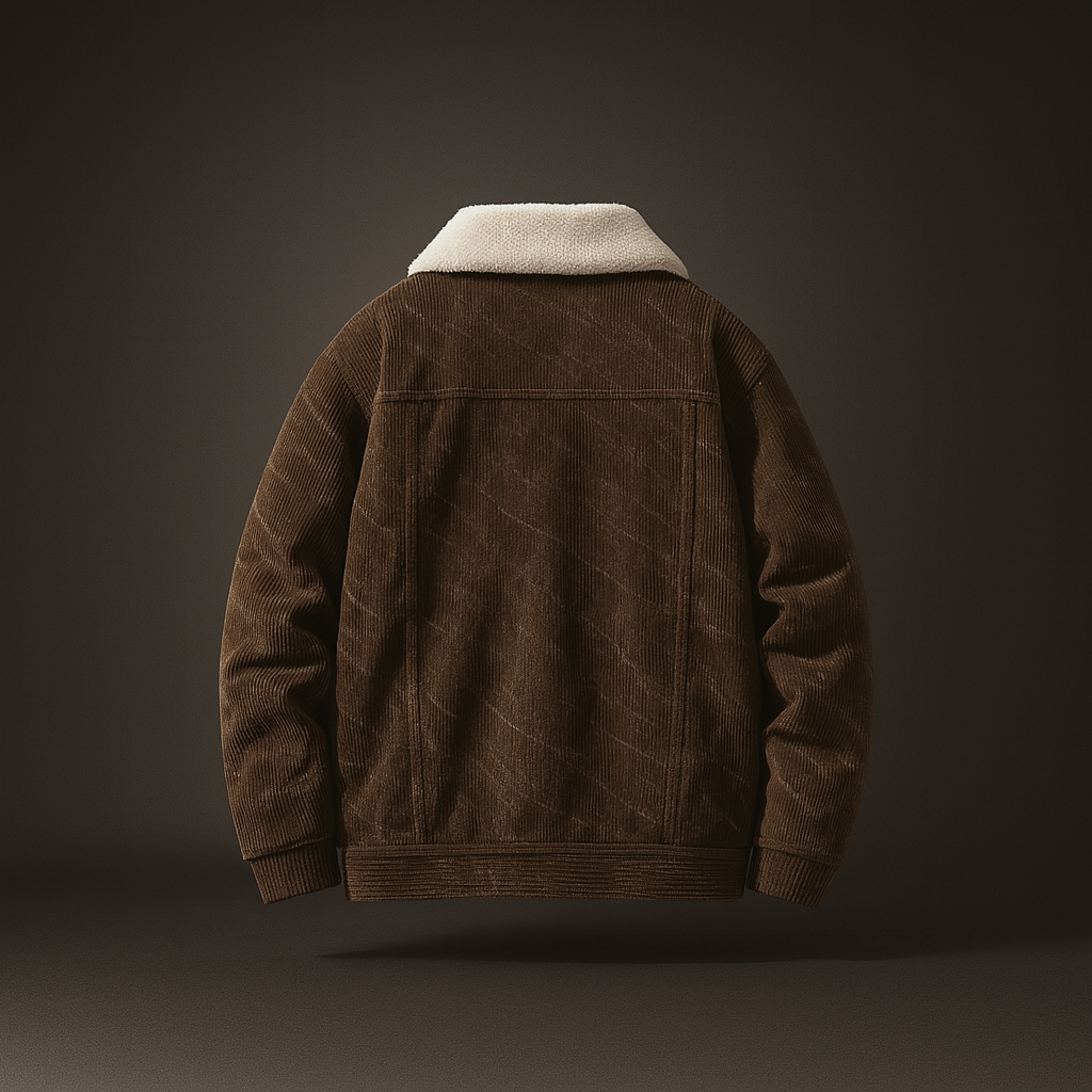 Men's Alderon Sherpa Corduroy Jacket Casual Winter Coat Textured Warm | Premium Outerwear Khaki Brown Black
