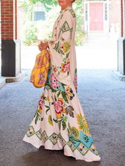 Exquisite Sunshine Floral Print Flowing Maxi Dress | Women's Floral Print Maxi Dress | Elegant Boho Holiday Dress UK
