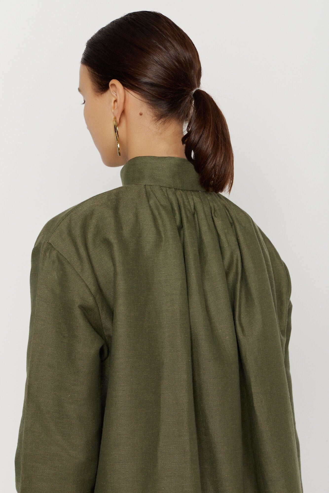 Robert High-Neck Blouse | Top | Women Structured Khaki