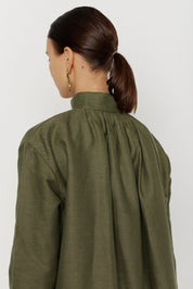 Robert High-Neck Blouse | Top | Women Structured Khaki