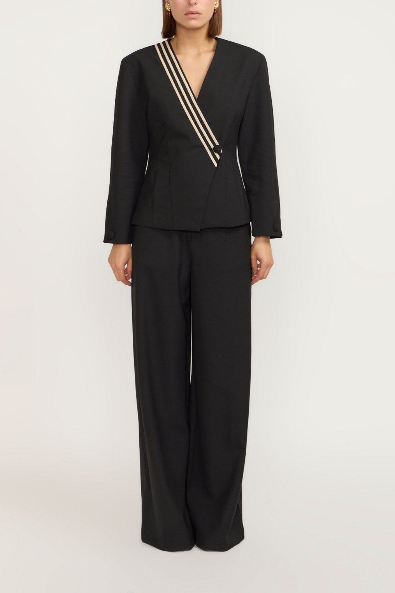 Aloise Striped Double-Breasted Blazer | Blazer | Women Tailored Black