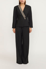 Aloise Striped Double-Breasted Blazer | Blazer | Women Tailored Black