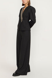 Aloise Striped Double-Breasted Blazer | Blazer | Women Tailored Black