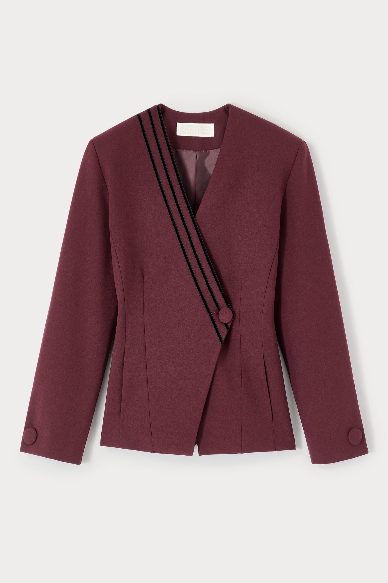 Aloise Striped Double-Breasted Blazer | Blazer | Women Tailored Burgundy