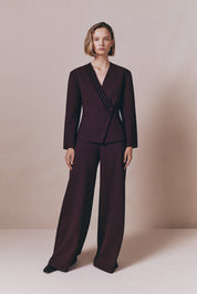 Aloise Striped Double-Breasted Blazer | Blazer | Women Tailored Burgundy