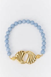 Elizabeth Candies Croissant Bead Choker | Necklace | Women One Size Gold Dusty Blue