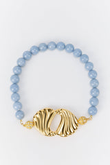 Elizabeth Candies Croissant Bead Choker | Necklace | Women One Size Gold Dusty Blue