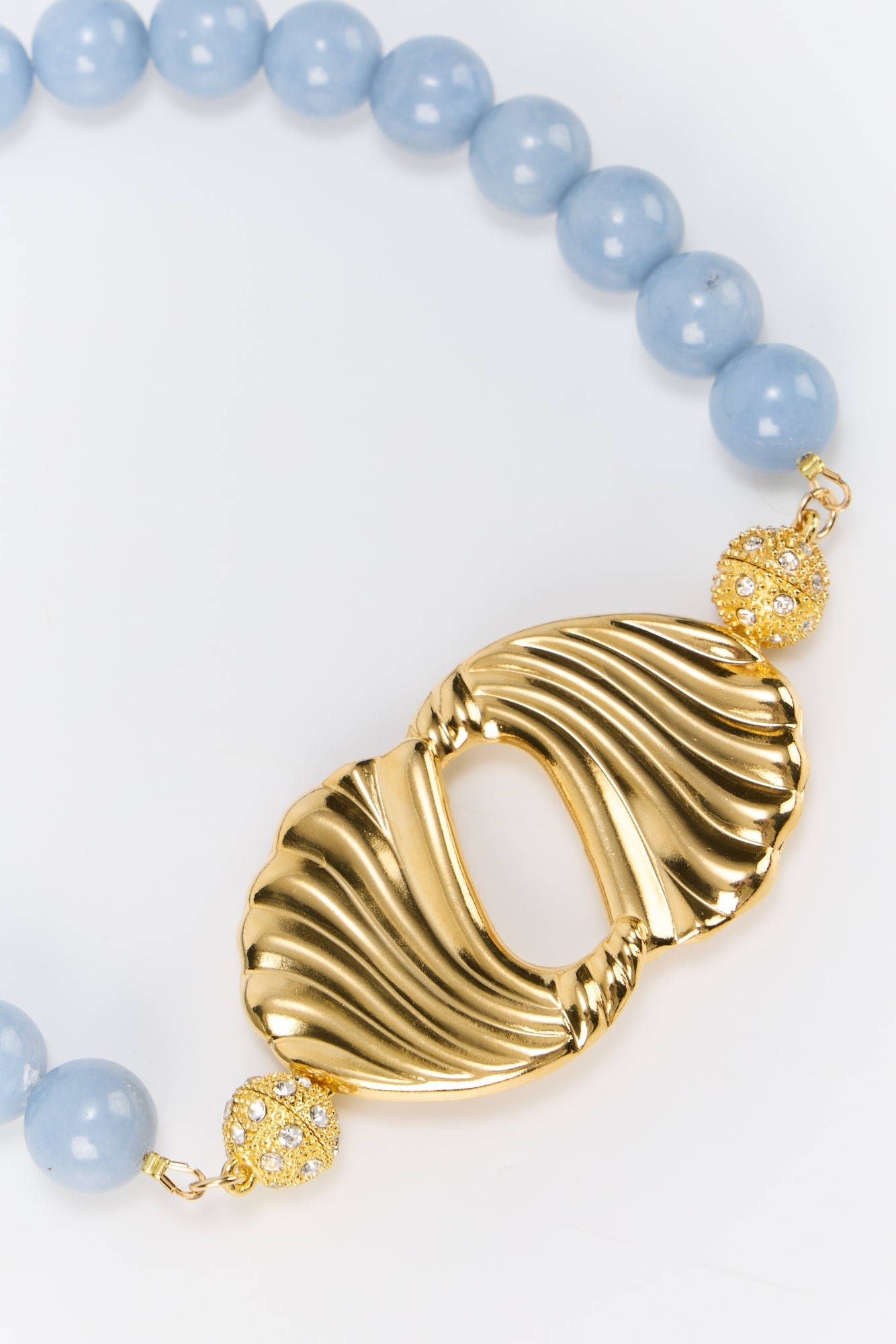 Elizabeth Candies Croissant Bead Choker | Necklace | Women One Size Gold Dusty Blue