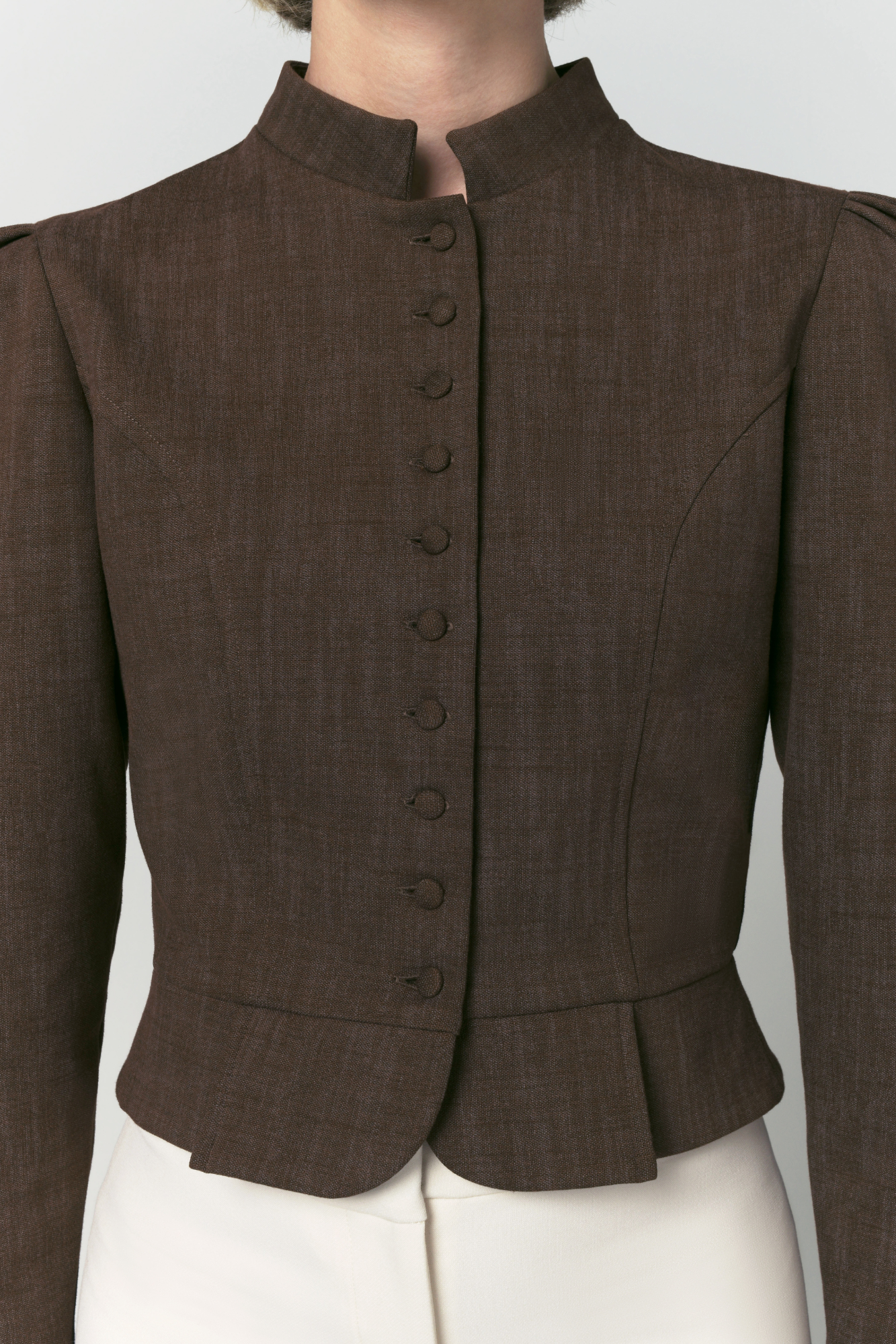 Amoako Puff-Sleeve Cropped Jacket | Jacket | Women Fitted Brown