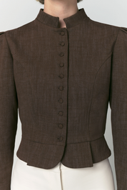 Amoako Puff-Sleeve Cropped Jacket | Jacket | Women Fitted Brown