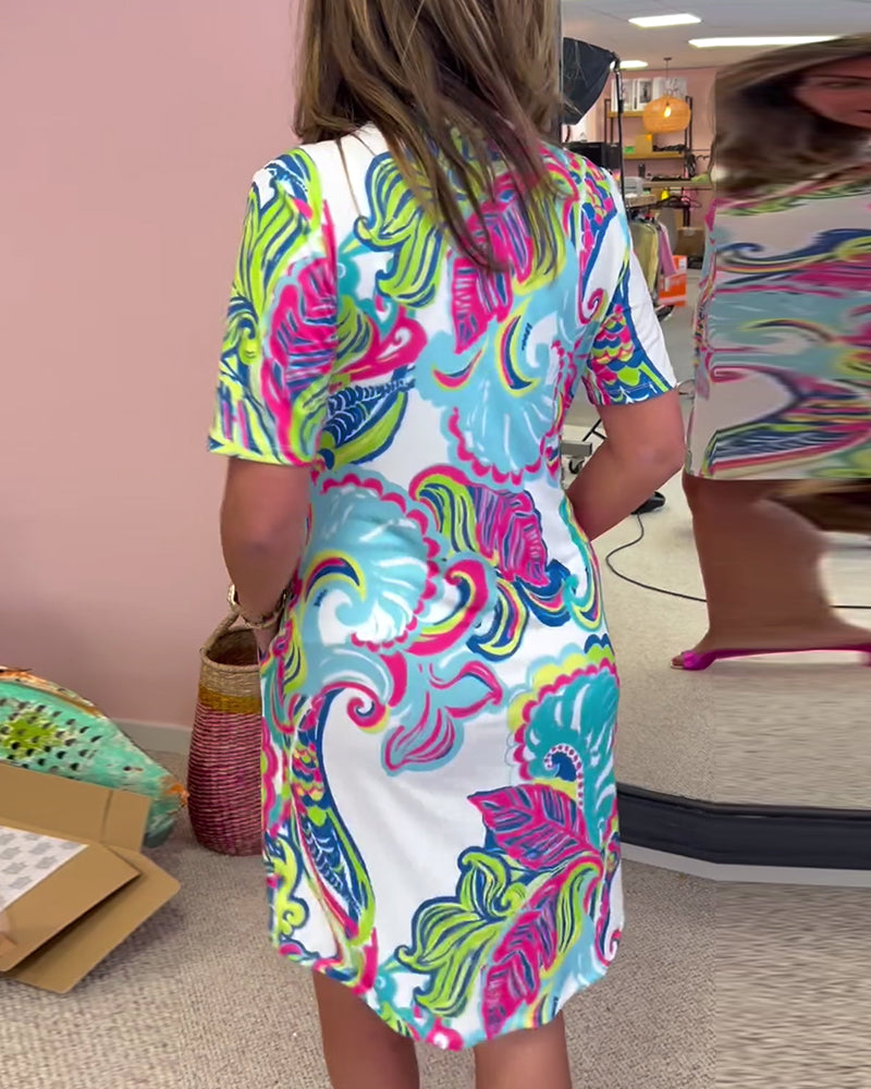 Aria Printed Shift Dress | Women's Fashion Dress | Elegant Casual Everyday Dress UK