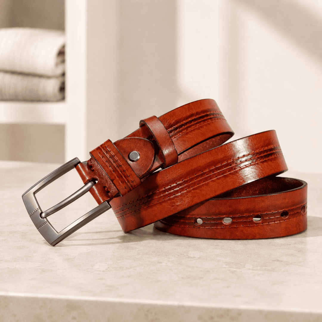 Rowan Full-Grain Leather Belt | Men's Genuine Leather Belt | Classic Smart Casual Belt UK
